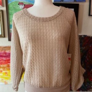 NWT Ella Moss Megan Cream/Gold Sweater Small